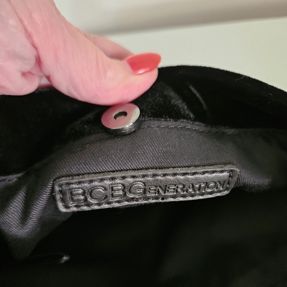 BCBGGeneration Cute Black Velour Rhinestone Shoulder Bag NWT - Picture 7 of 8